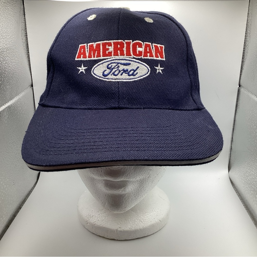 Vintage American Ford Navy Blue Adjustable  Hat Embroidered Logo Otto OSFM